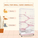 PawHut Six-Level Small Animal Cage, Indoor Pet House, Pink, 81 x 52.5 x 159 cm