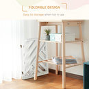 PawHut Wooden Pet Gate Foldable Freestanding Pet Gate w/ Three Panels - White