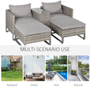 Outsunny 5pcs Patio Rattan Sofa Chaise Lounge Double Sofa Bed w/ Coffee Table