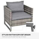 Outsunny 4 PCs PE Rattan Wicker Outdoor Dining Set Sofa Chairs Table Cushions
