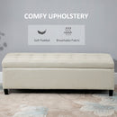 HOMCOM Linen Storage Ottoman Bench Padded w/ Tufting Hinged Lid Wood Frame Beige
