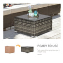 Outsunny Patio Wicker Coffee Table w/ Glass Top Suitable for Garden Backyard