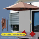 Outsunny 2m Half Garden Parasol Market Umbrella w/ Crank Handle, Base Coffee