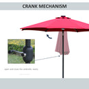 Outsunny 2.7m Garden Parasol Summer Shelter w/ LED Solar Light Crank Tilt Red
