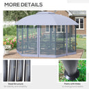Outsunny 4 x 4.7(m) Gazebo Canopy, Hexagon Tent w/ Netting Steel Frame Grey