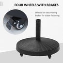 Outsunny 25kg Resin Patio Umbrella Base Parasol Stand Weight Deck w/ Wheels