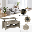HOMCOM Lift Top Coffee Table w/  Hidden Storage Compartment & Shelves Oak