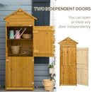 Outsunny Wood Garden Storage Shed Tool Cabinet w/ Roof, 191.5x79x49cm, Natural