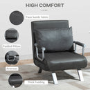 HOMCOM Sofa Bed Foldable Portable Armchair Sleeper Lounge with Pillow Dark Grey