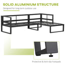 Outsunny 3 PCs L-shape Garden Corner Sofa Set with Padded Cushions, Aluminium