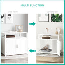 PawHut Wood Cat Litter Box Enclosure Furniture w/ Adjustable Interior Wall White