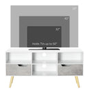 HOMCOM 50" TV Cabinet Stand Entertainment Center w/ Drawers Shelves, Light Grey