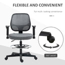 Vinsetto Drafting Chair Tall Office Stand Desk Chair with Foot Ring, Arm, Wheel