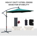 Outsunny 3(m) LED Patio Banana Umbrella Cantilever Parasol w/ Crank, Green