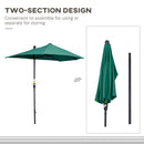 Outsunny 2m Half Garden Parasol Market Umbrella w/ Crank Handle, Base Dark Green