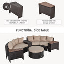 Outsunny 8 PCs Patio Rattan Conversation Furniture Set w/ Side Table & Cushioned