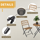 Outsunny 3 PCS Folding Rattan Wicker Bistro Set, Coffee Table Set, Natural