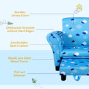 HOMCOM Cute Cloud Star Child Armchair Seat Wood Frame w/ Footrest Padding Blue