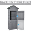 Outsunny Wood Garden Storage Shed Tool Cabinet w/ Felt Roof, 189x82x49cm, Grey