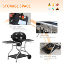 Outsunny Garden Charcoal Barbecue Grill Trolley BBQ Patio Heating w/ Wheels