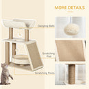 PawHut Cat Tree Kitten Tower w/ Scratching Post, Pad, Bed, Perch, Ball, Brown