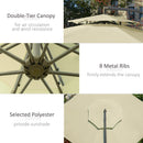 Outsunny 2.7m Cantilever Banana Parasol Outdoor Sun Shade w/ Crank, Beige