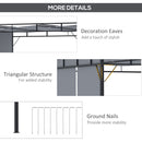 Outsunny 3(m) Steel Pergola Garden Gazebo w/ Retractable Canopy, Dark Grey