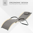 Outsunny Sun Lounge Recliner Lounge Chair Design Ergonomic w/ Pillow Khaki