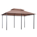 Outsunny 3 x 4m Outdoor 2-Tier Steel Frame Gazebo with Curtains Outdoor Backyard