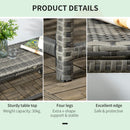 Outsunny Outdoor Coffee Table, PE Rattan Side Table w/ Plastic Board, Grey