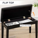HOMCOM Classic Piano Bench Stool, PU Leather Padded Keyboard Seat Black