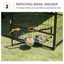 PawHut Outdoor Dog House Kennel with Canopy Top & Lock Rotating Bowl Holder