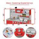 HOMCOM Multifunction Kids Kitchen Set Doll House Pretend Cooking Set Red