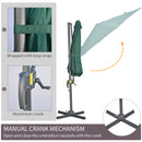 Outsunny 3 x 3(m) Cantilever Parasol Garden Umbrella with Cross Base Green