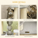 PawHut Multi Level Cat Tree w/ Scratching Post, Cat House and Bed - Light Grey