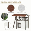 PawHut Cat House Outdoor Kitten Shelter Puppy Kennel w/ Balcony Stairs Roof