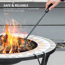 Outsunny 60cm Round Firepit with Mosaic Outer, Mesh Screen Lid and Poker
