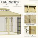Outsunny 3.7 x 3(m) Patio Gazebo Garden Shelter w/ Mosquito Netting, Beige