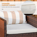 Outsunny 3 PC Outdoor Rattan Sofa Set w/ Chairs Coffee Table Cushion Brown