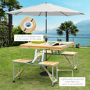 Outsunny Wooden Portable Folding Camping Picnic Table BBQ Chairs Stools Set