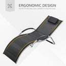 Outsunny Sun Lounge Recliner Lounge Chair Design Ergonomic w/ Pillow Black