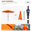 Outsunny Patio Umbrella Parasol Sun Shade Garden Aluminium Orange 2.7M