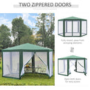 Outsunny Garden Hexagonal Gazebo Patio Outdoor Canopy Patio Party Tent Green