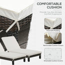Outsunny Set of 2 Garden Rattan Wicker Sun Lounger Adjustable Relaxer Brown