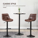 HOMCOM Modern Swivel Bar Stools Set of 2 Adjustable Height PU Bar Chairs Brown