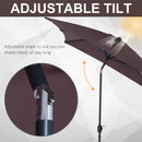 Outsunny 3x2m Patio Parasol Canopy Tilt Crank 6 Ribs Sun Shade Garden Brown