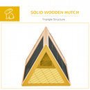 PawHut Wooden Rabbit Hutch Triangle Bunny Ferret Cage Guinea Pig Run Yellow