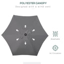 Outsunny 2m Parasol Patio Umbrella, Outdoor Sun Shade with 6 Ribs Dark Grey