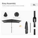 Outsunny 3x2m Patio Parasol Canopy Tilt Crank 6 Ribs Sun Shade Garden Black