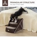 PawHut Foldable Pet Stairs 3 Steps with Non-slip Mats for Small Dogs, Brown